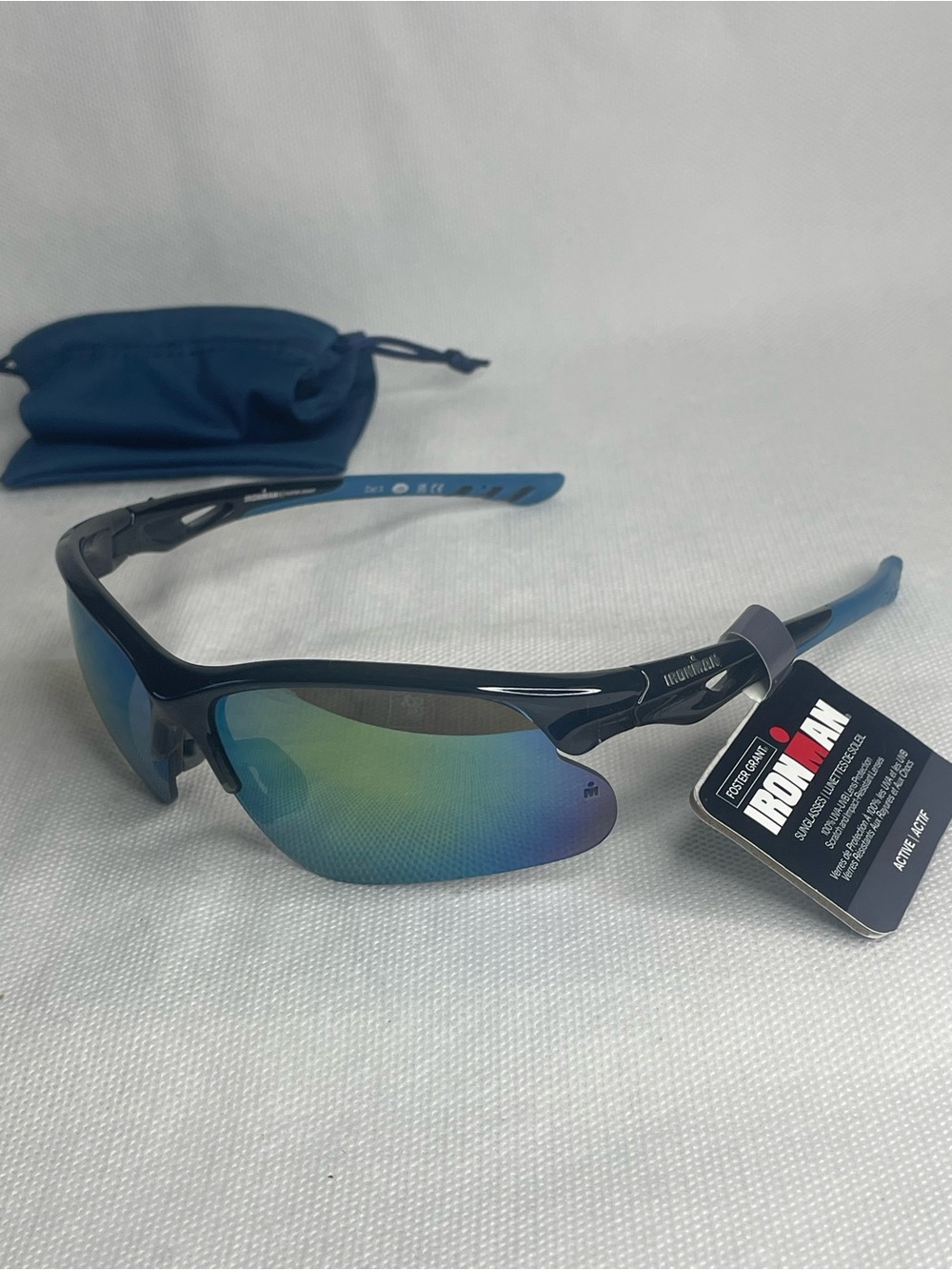 Ironman Ambition Blade Wrap Sports Sunglasses Crystal Gray Sapphire Blue SR0824